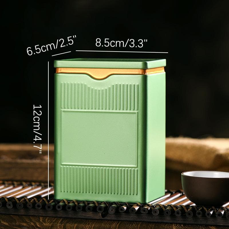 Portable Tea Box Solid Color Tea Sealed Box Teaware Storage Container Tinplate Can Coffee Sugar Box Kitchen Storage S green