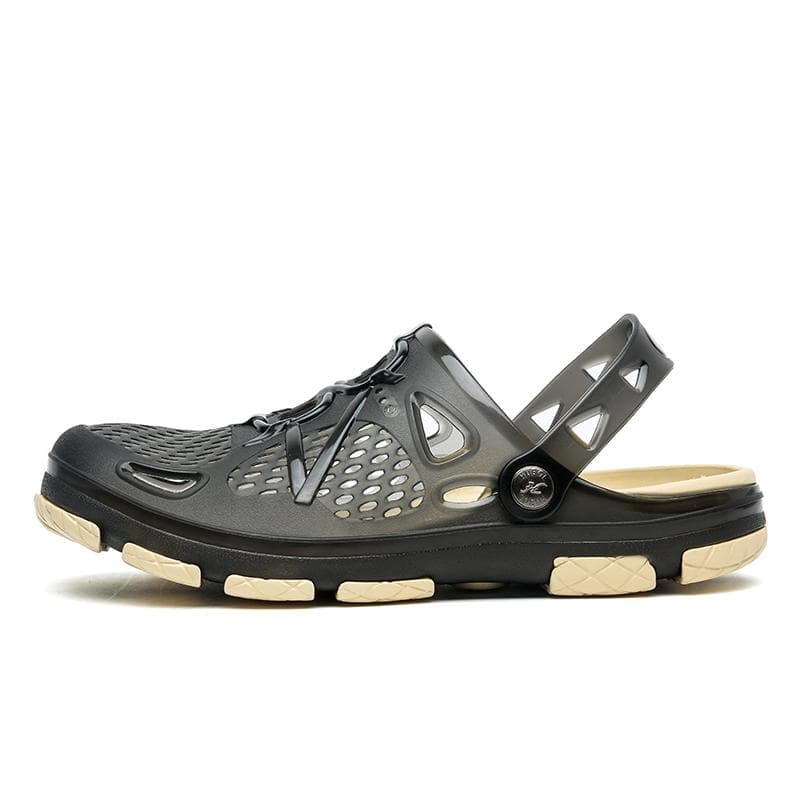 Summer Men's Jelly Shoes Sandals and Slippers Men's Garden Beach Shoes 44 black