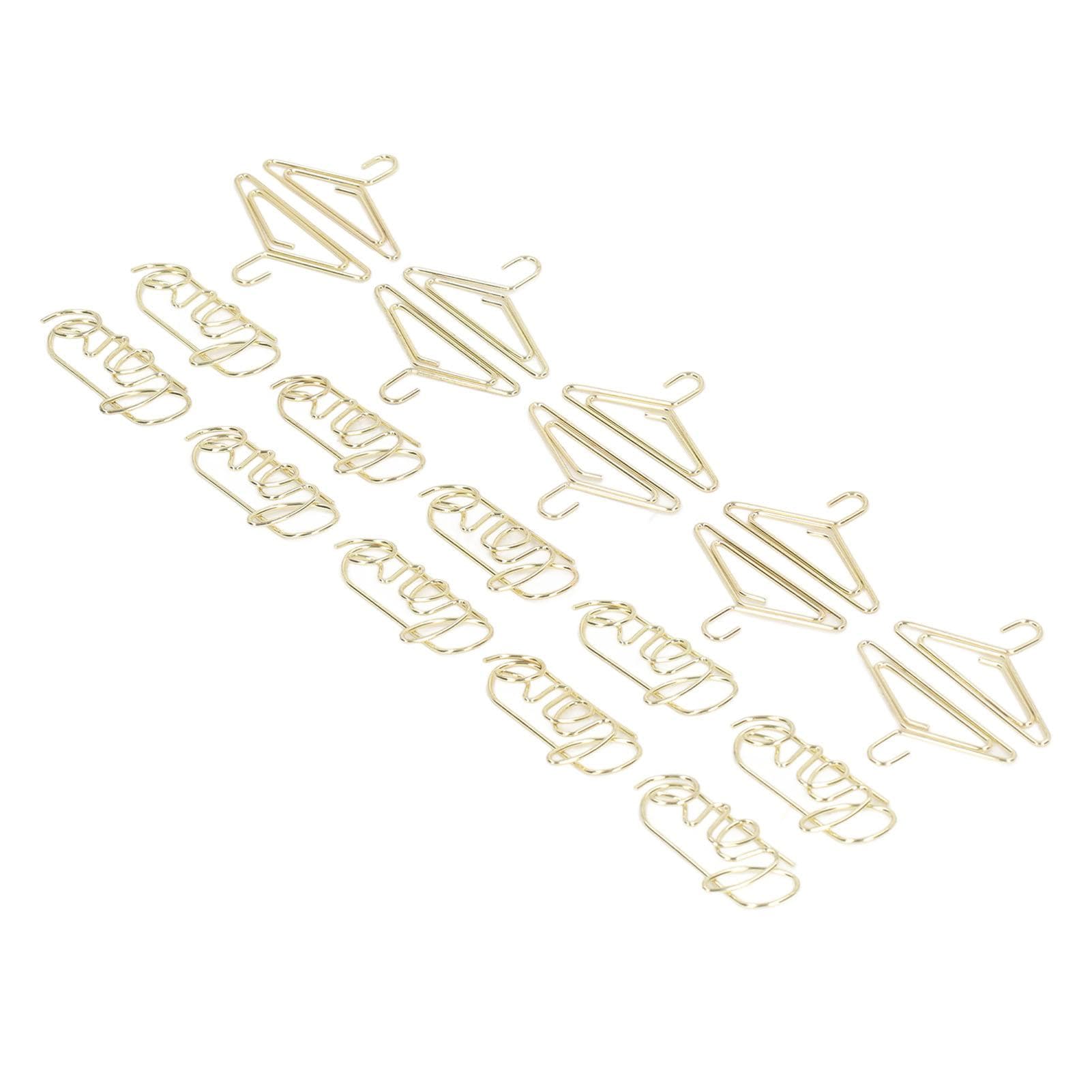 100Pcs Cute Paper Clips Hanger and Love Style Electroplated Metal Gold Color Planner Clips for Home
