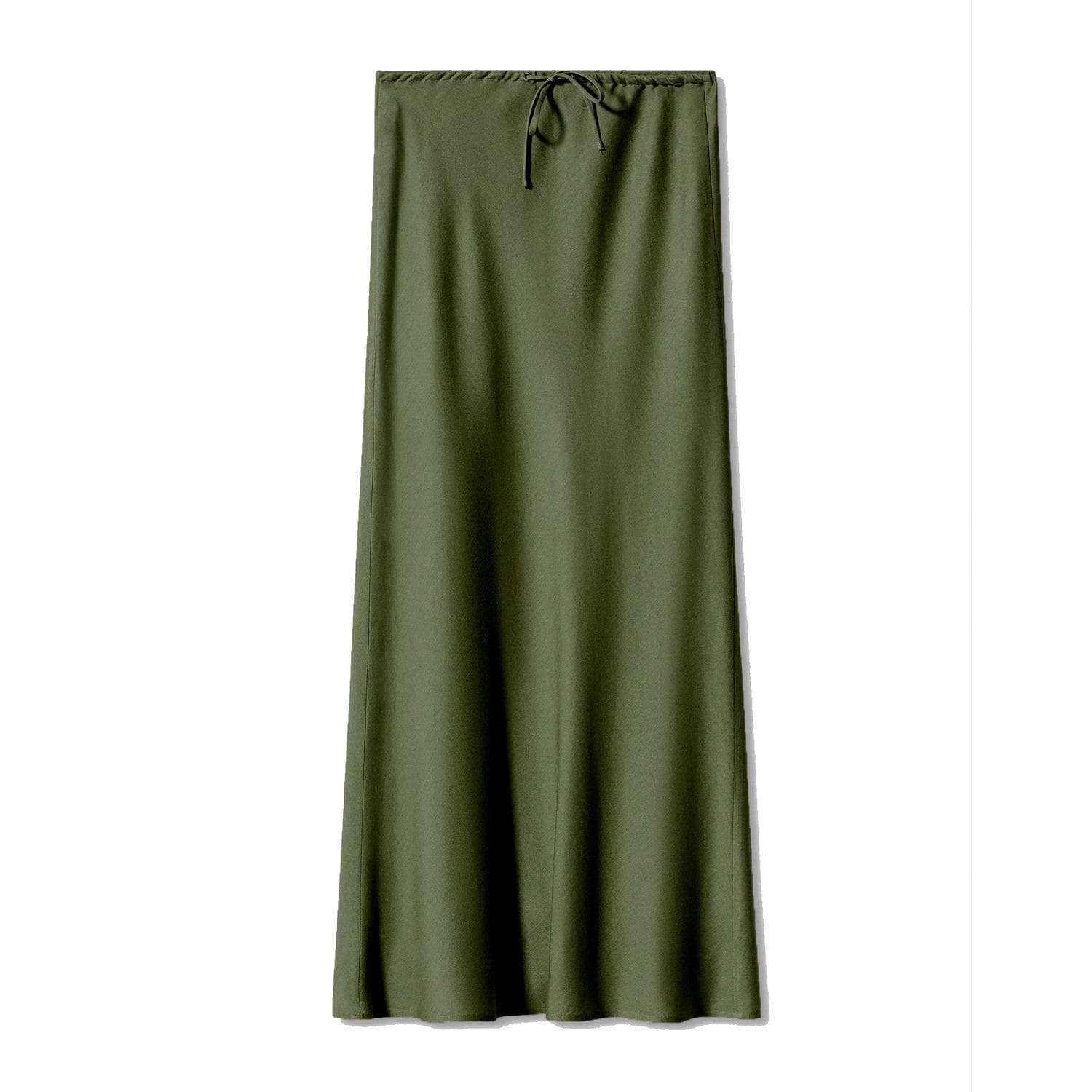 Satin High Waist Drawstring Tie Solid Color Halter Skirt L army green