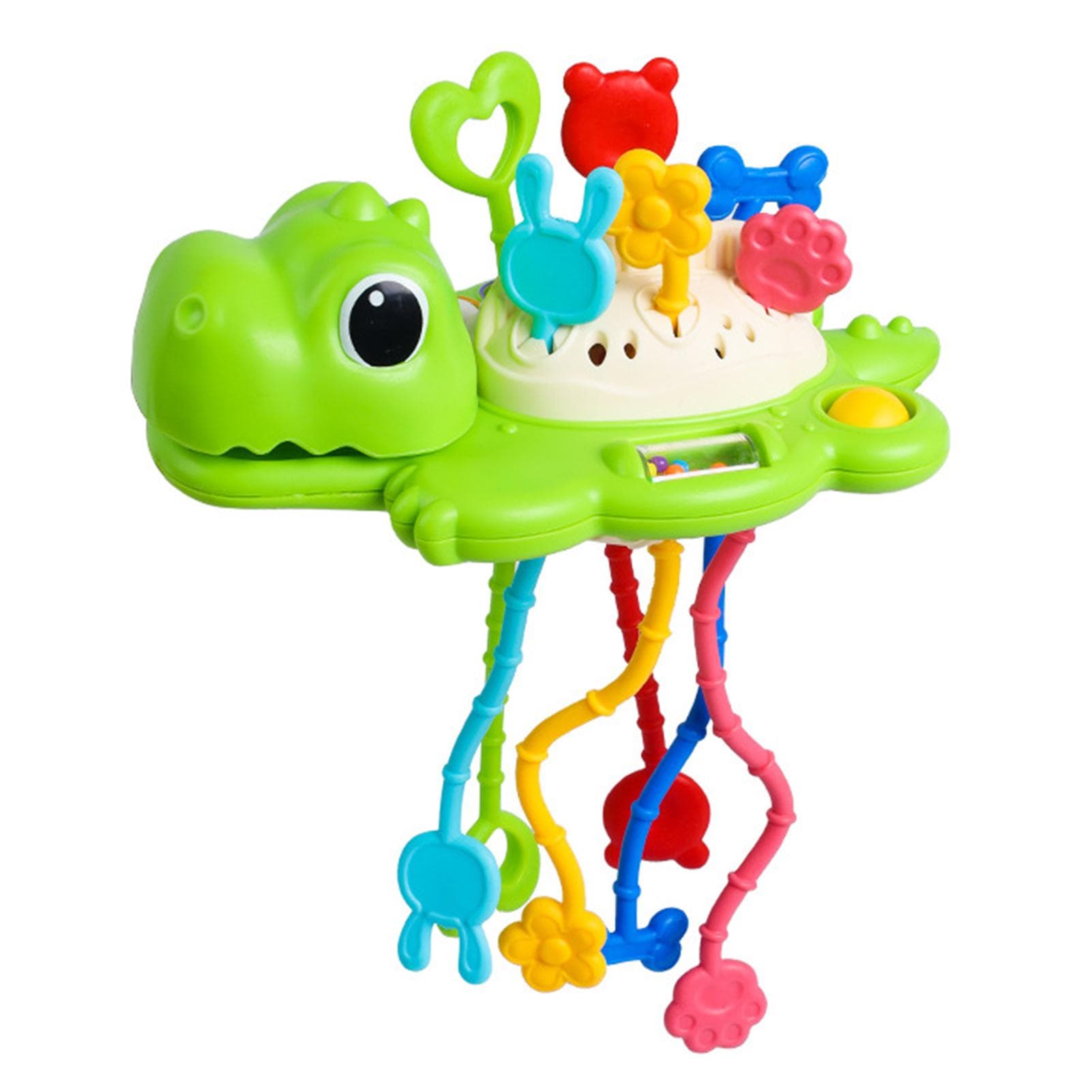 Dinosaur Pull String Toy for Baby Montessori Toy Sensory Toy for Toddlers Food Grade Silicone Baby green