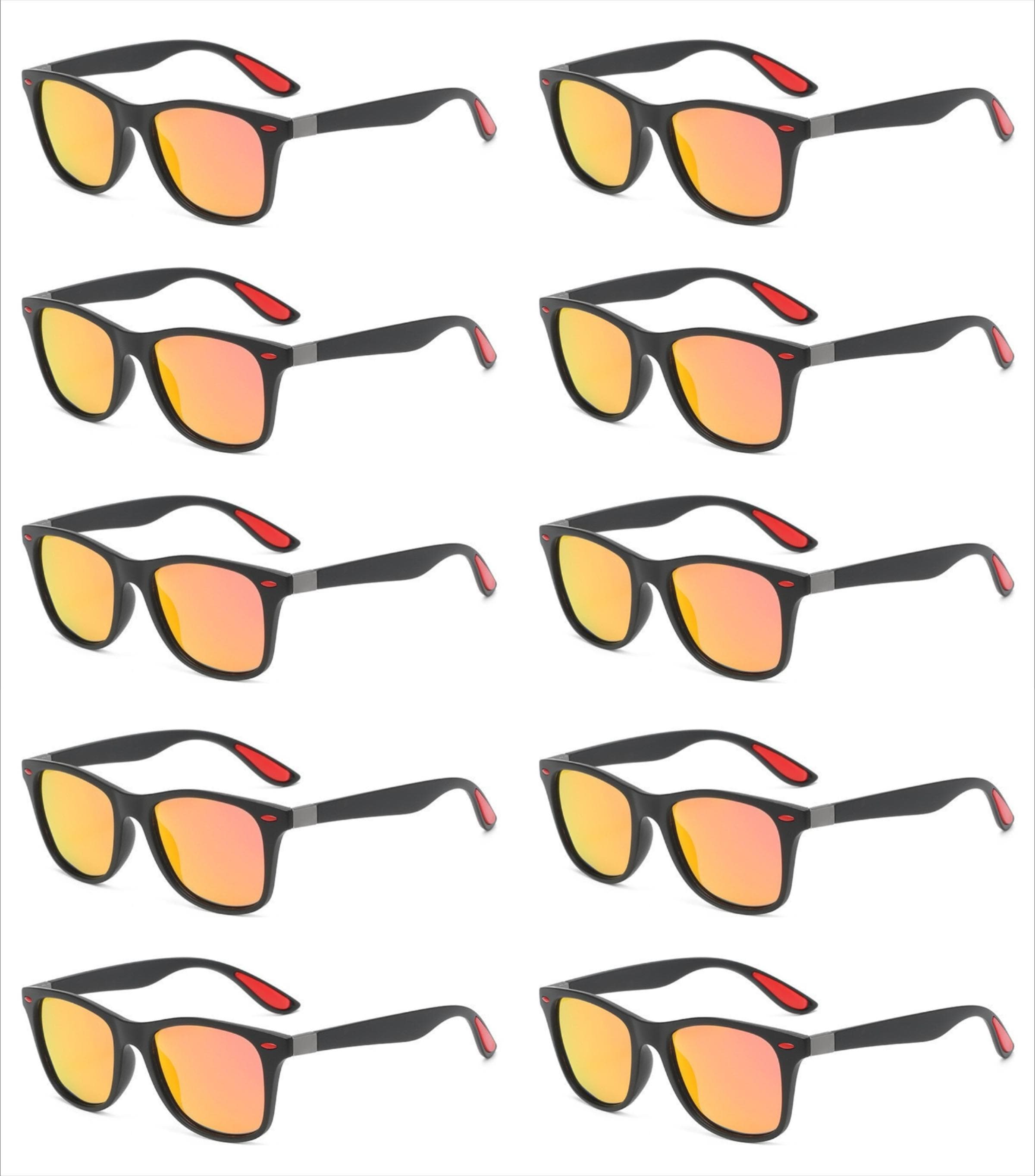 10pcs Rectangle Mirror Sunglasses Men Sport Driving Fishing UV Protection Stylish Design