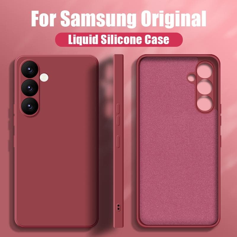 For Samsung A56 A16 A36 A55 A15 A35 A54 5G Case Liquid Silicone Phone Case For Samsung Galaxy S25 Ultra S24 FE S23 S22 S26 S21 A17 A37 A57 Cover Candy Galaxy S22 wine red