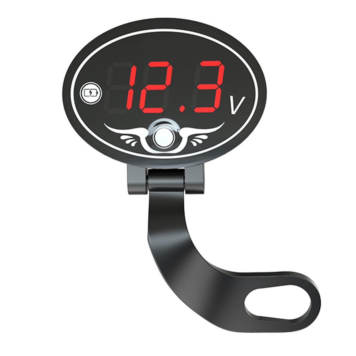 12V Motorcycle Voltmeter Multifunction Waterproof Timer with LED Digital Display Panel black