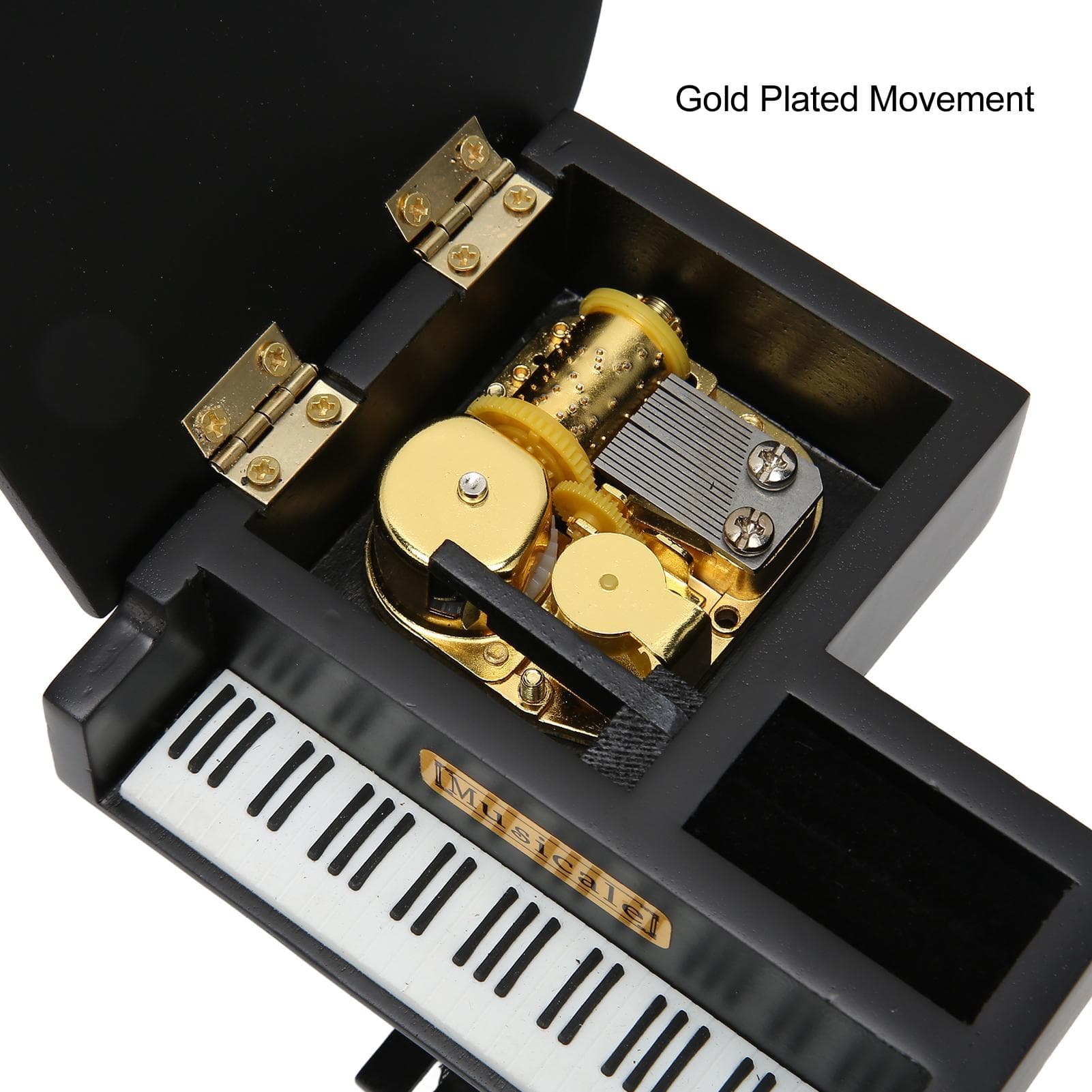 Wooden Music Box Piano Style Gold Plated Movement Easy Operation Clockwork Music Box for Home Car