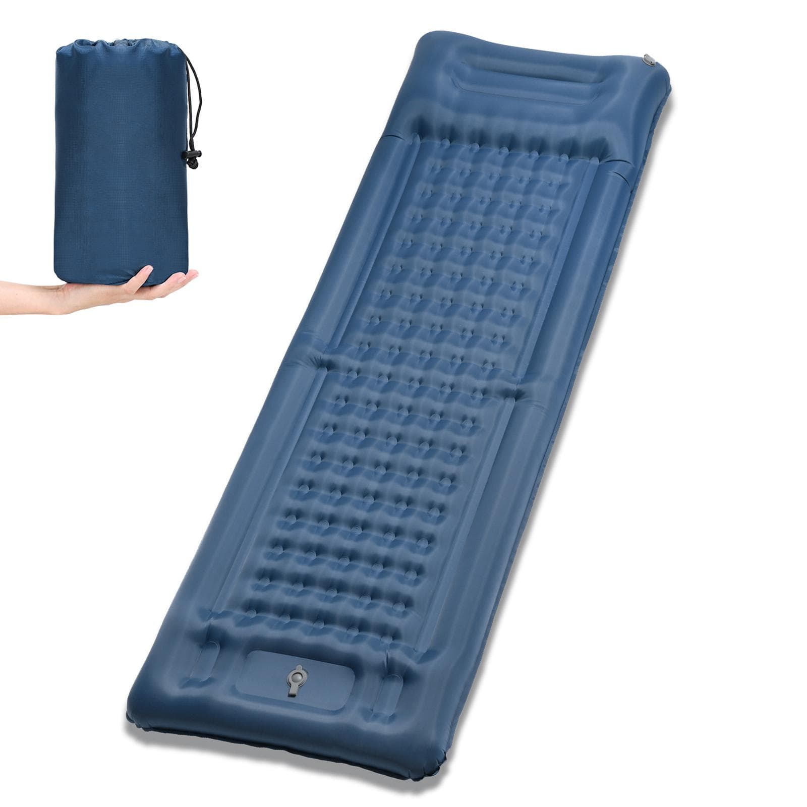 Inflatable Sleeping Pad Extra Thick 4 Inch Sleeping Pad Mat Air Mattress with Built-in Pump for blue
