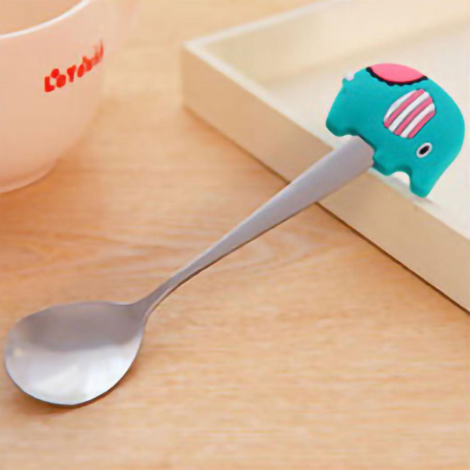 Creative Cute Stainless Steel Spoon with Silicone Handle Dinner Spoon for Coffee Stirring Calf Elephant