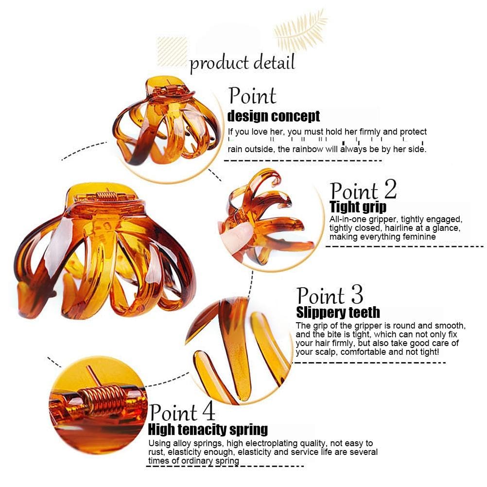 4Pcs Large Grip Octopus Clip Spider Hair Claw Octopus Jaw Hair Claw Clips for Thick Hair multicolour