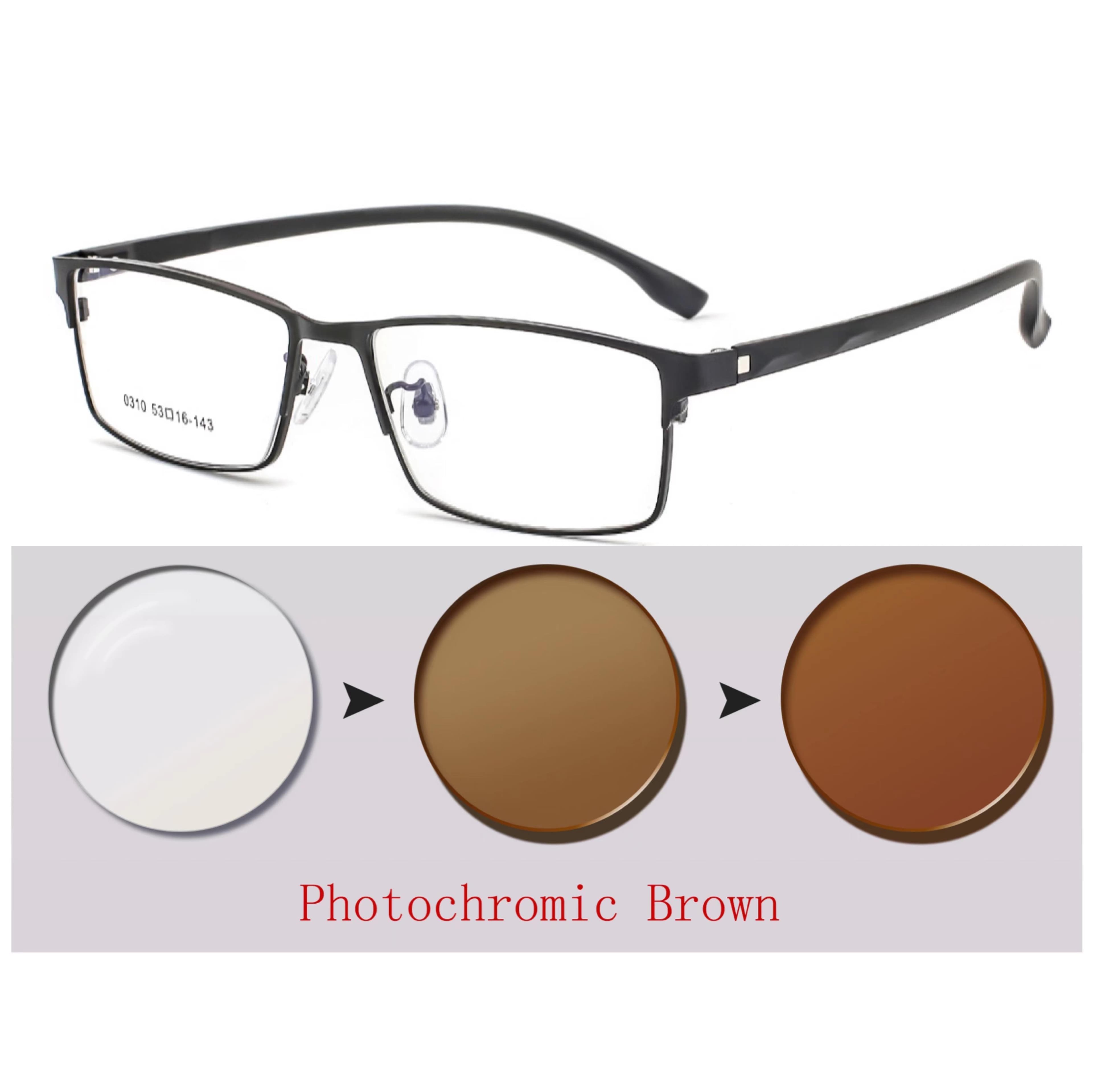 New Myopia Photochromic Sunglasses Fashion Chameleon Gray Lens Metal Legs With Degrees +1 to +3 5.5
