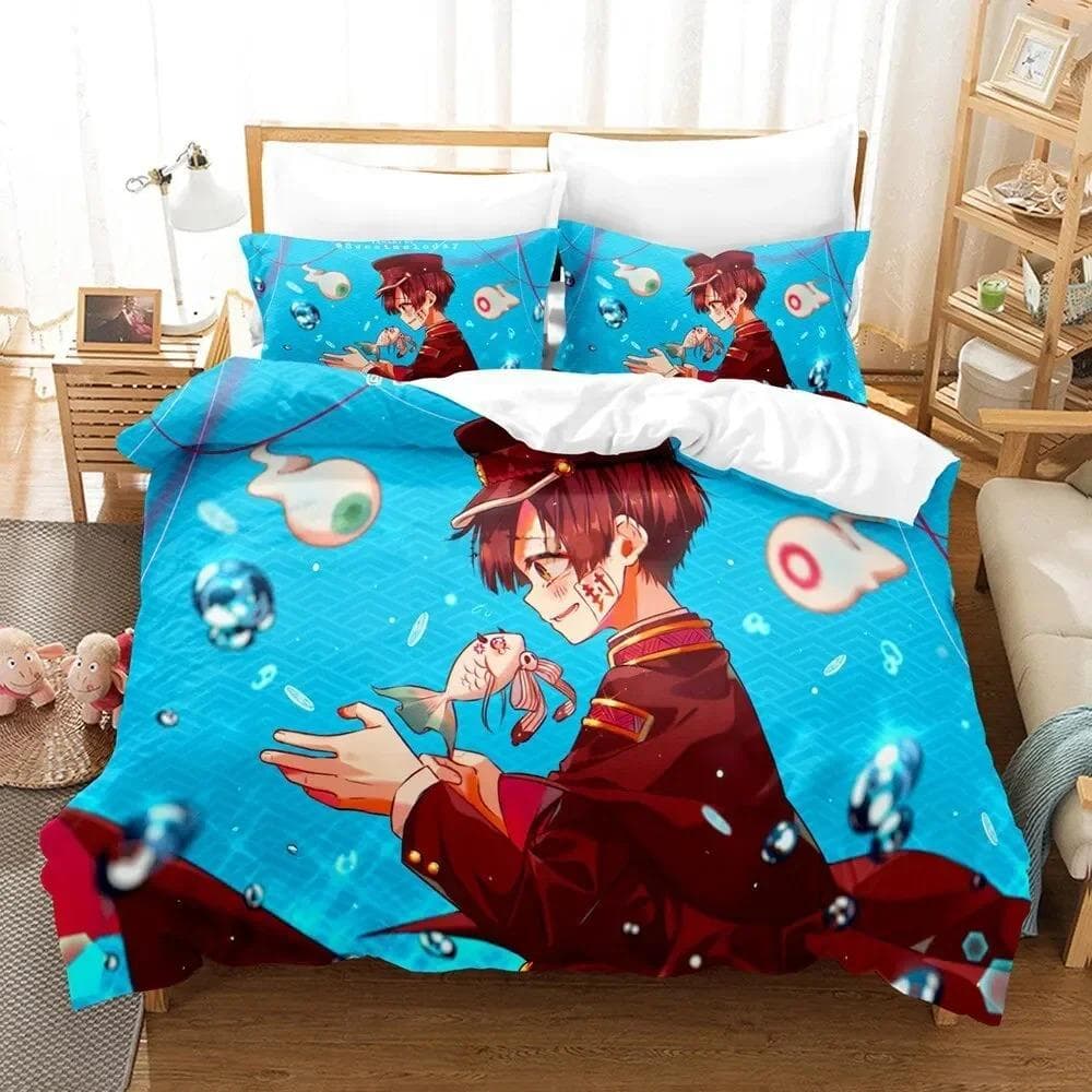 Fashion 3D Printing Anime Toilet-bound Hanako-kun Bedding Set Duvet Cover Sets Comforter Bedding Double Size Adults Kids Gift EU Double 200x200cm