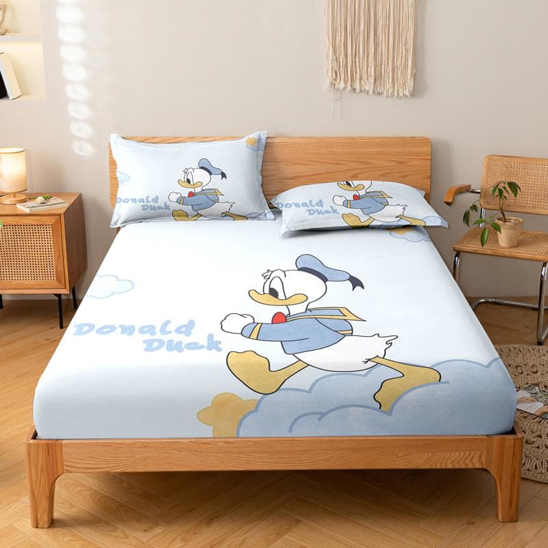 1 Cartoon Cute Duck Pattern Digital Printed Frosted Fitted Sheet,Bedroom Printed Bed Cover,Bedding(No Pillowcase) 71x132cm