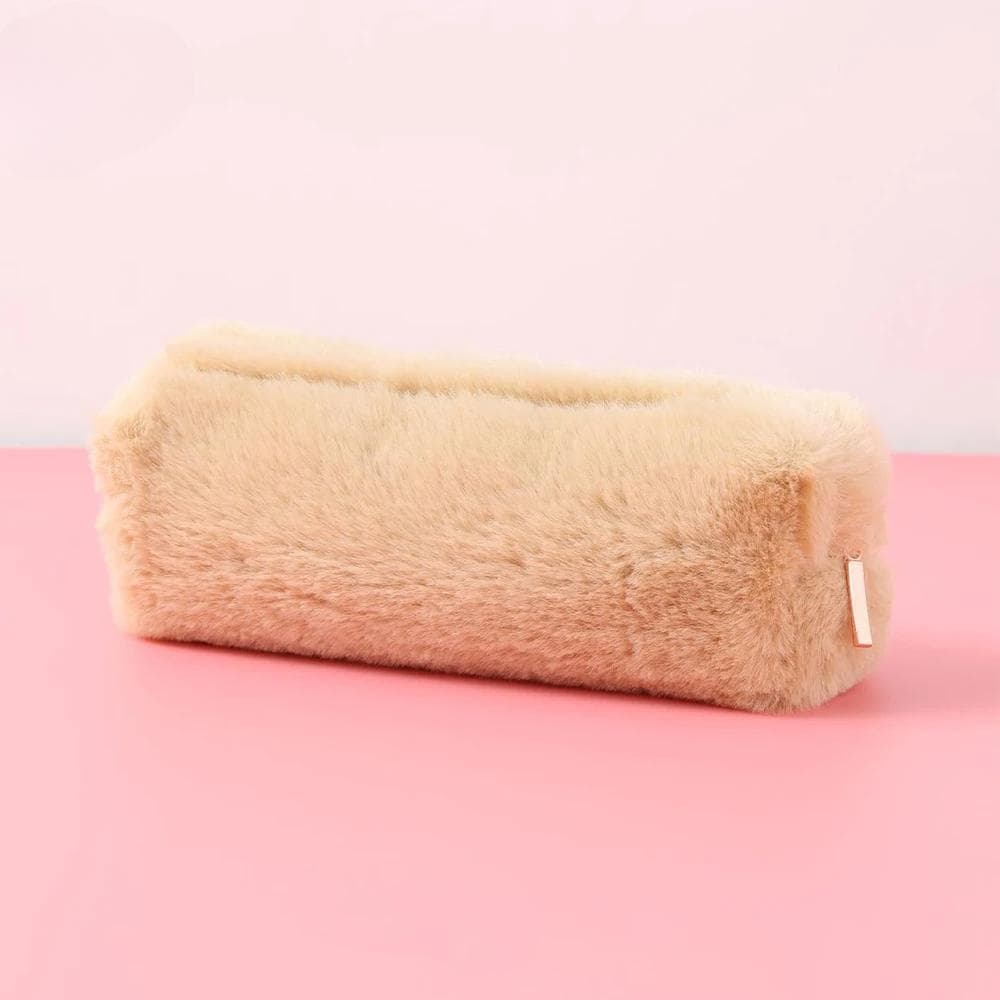 Kawaii Pencil Case Plush Pencil Bag Girl School Kit Stationery Large Capacity Pencil Case Pen Box Cosmetic Pouch Storage Bag khaki