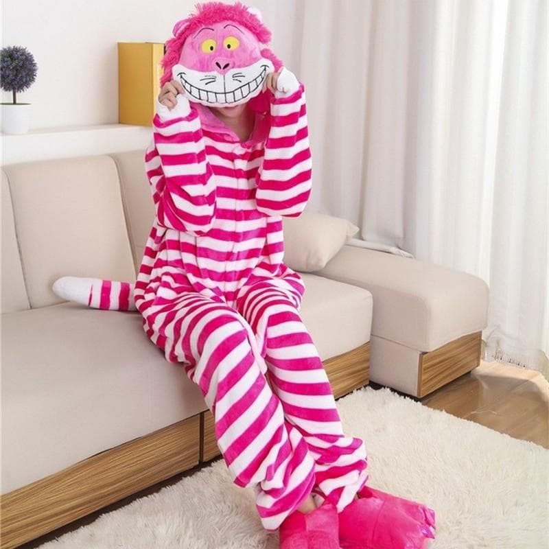 Women's Winter Robe Cartoon Animal Onesie Flannel Pajamas Zipper Loungewear Hooded Homewear XL rose red