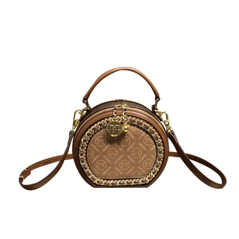 Bag Women's Crossbody Mini Women's Hand-held Round Foreskin High-end Single-shoulder Small Bag coffee