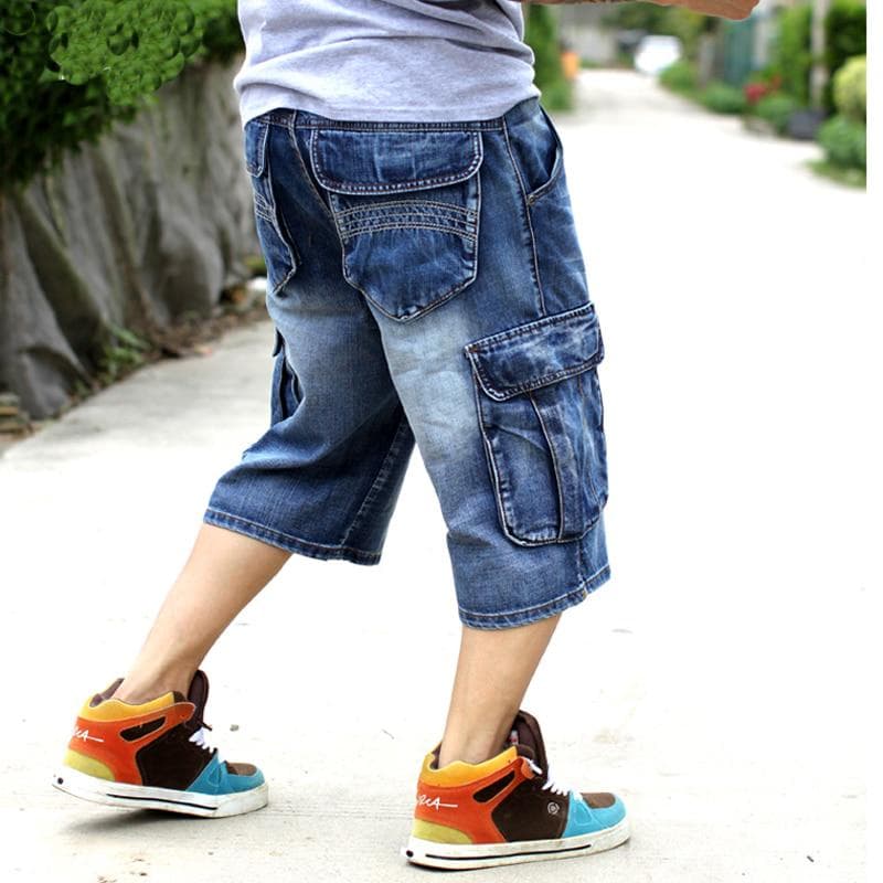 Brand Mens Baggy Short Jeans Boy 'S Hip Hop Skateboard Pants For Rappers Rap Trousers 46 blue