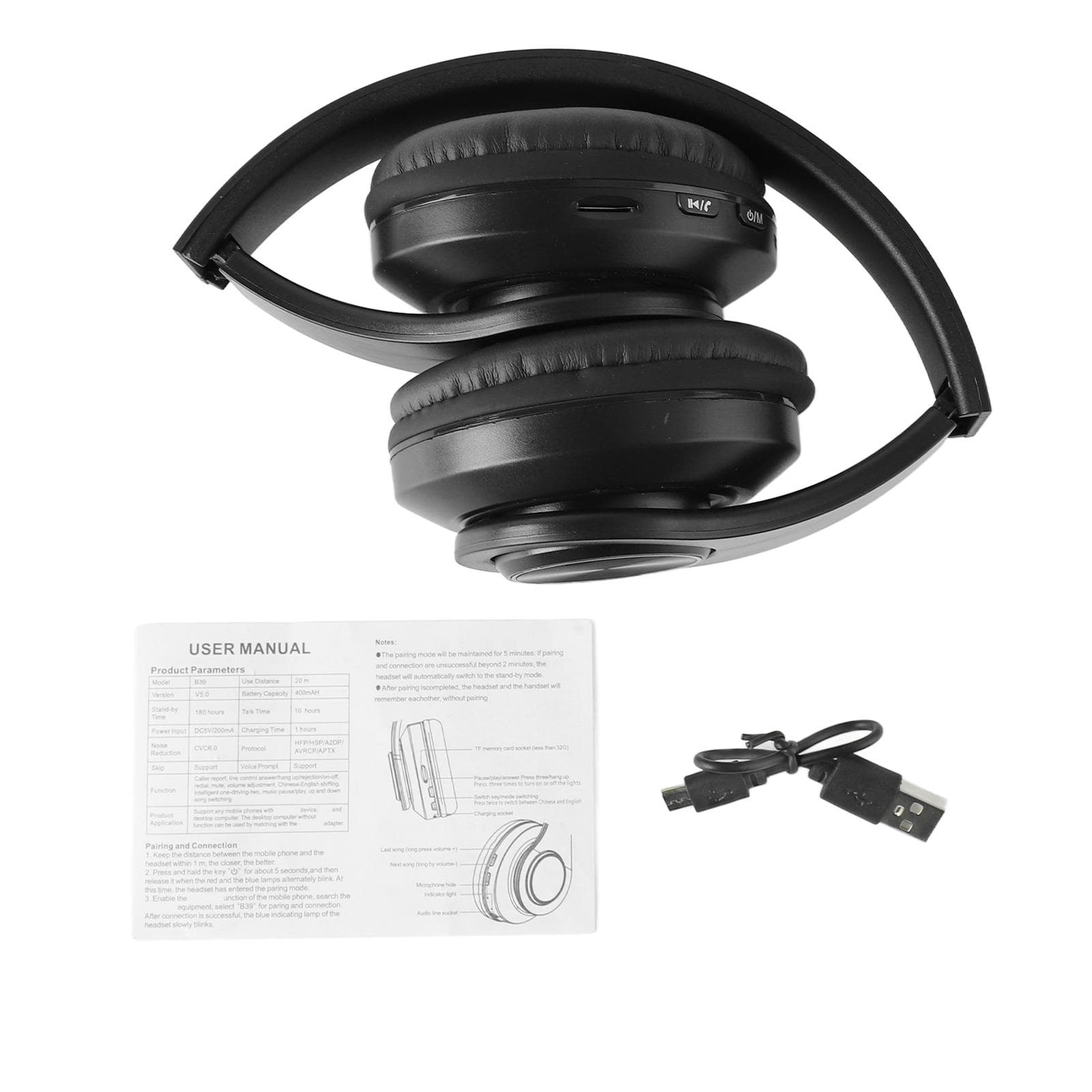 Wireless Bluetooth Headset Stereo Sound Noise Reduction Portable Foldable Bluetooth Headphone for