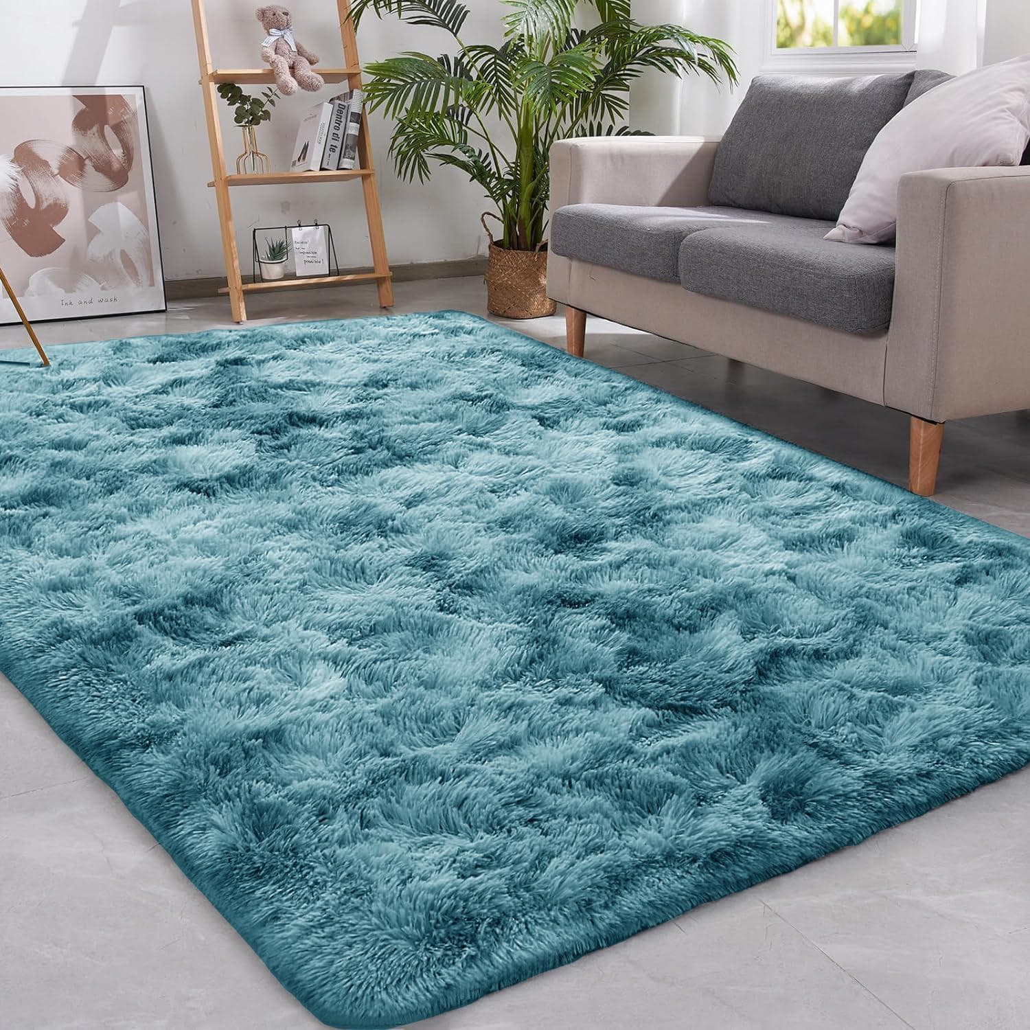 Super Soft Shaggy Rugs 5x7Feet Indoor Mats for Living Room Bedroom Anti-Skid Rectangular Tie-Dyed Fluffy Carpets Home Decor 50cmx80cm