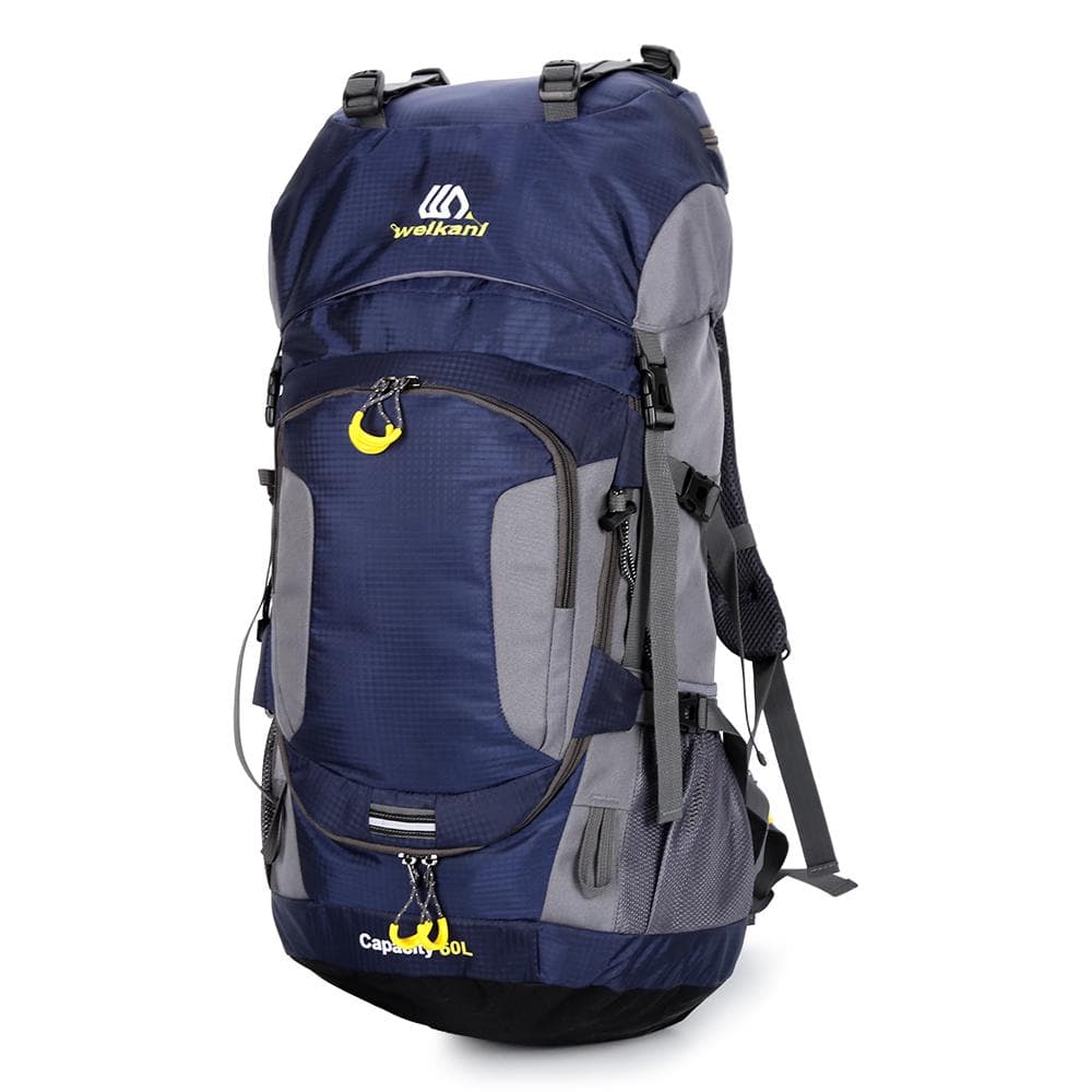 60L Waterproof Hiking Backpack Camping Mountain Climbing Cycling Backpack Outdoor Sport Bag with dark blue