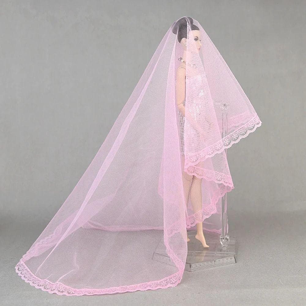 Headwear Doll Veil Headdress Doll Wedding Veil Fashion Doll Lace Veil  DIY Toys pink