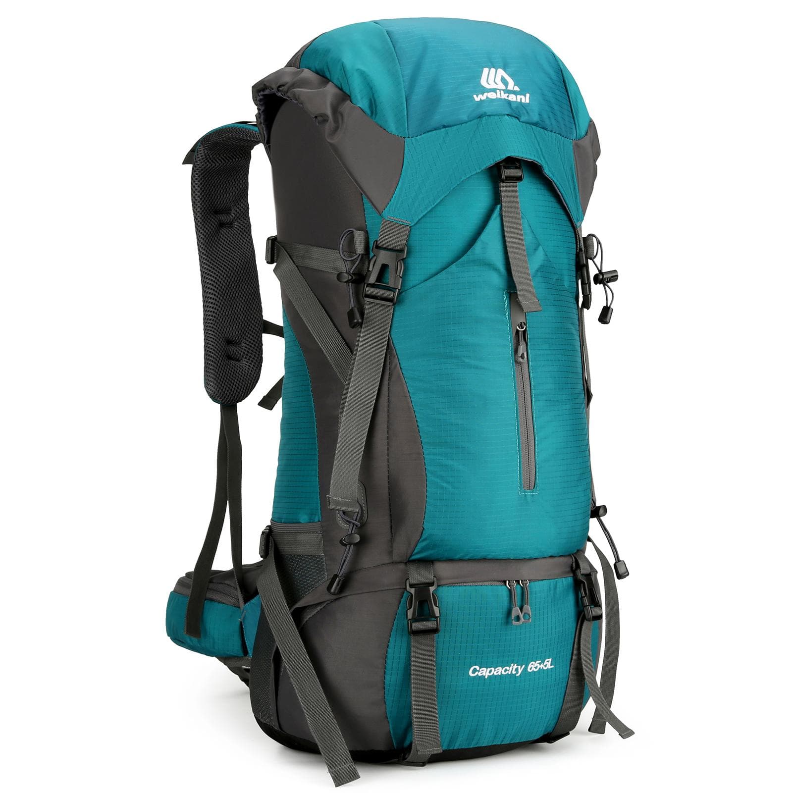 70L Hiking Backpack Water-resistant Climbing Camping Backpack Travel Daypack with Rain Cover lake blue