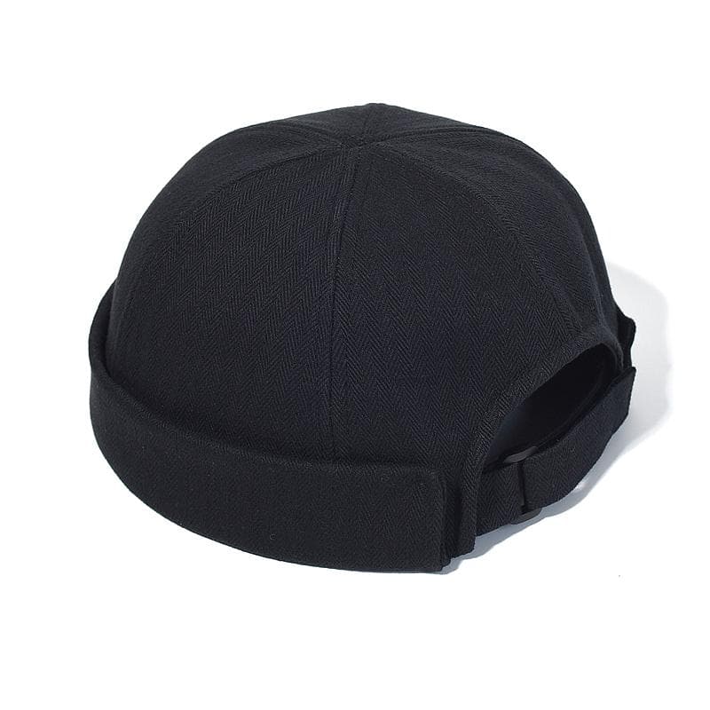 Cotton Brimless Men Hat Docker Hat Beanie Sailor Hats Cap Cotton Spring Autumn hat Retro Adjustable Men Women Hip Hop Hat Adjustable 56-59 cm black