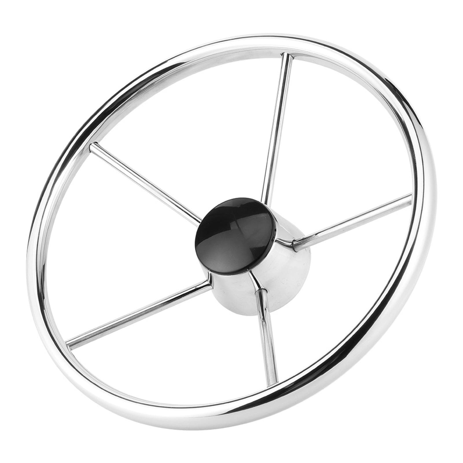 13?12 Inch 5?Spoke Vessel Boat Steering Wheel Stainless Steel Mirror Polishing Accessory