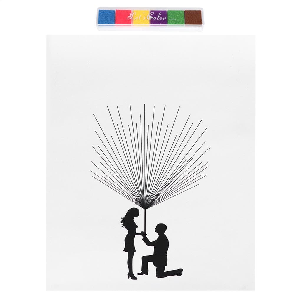 DIY Groom and Bride Pattern Fingerprint Guest Signature Guestbook Painting Wedding DecorationHK208