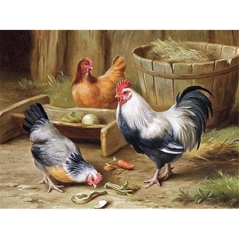 Diamond Painting Farm Animals Chicken Full Drill Round Diamond Embroidery Cross Stitch 20X30CM