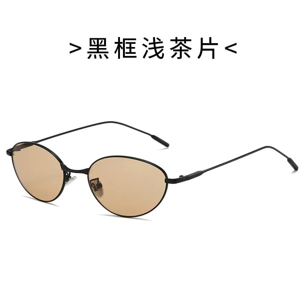 1PC Retro Small Oval Frame Sunglasses Women Vintage Cat Eye Metal Color Sun Glasses Men Fashion Eyewear