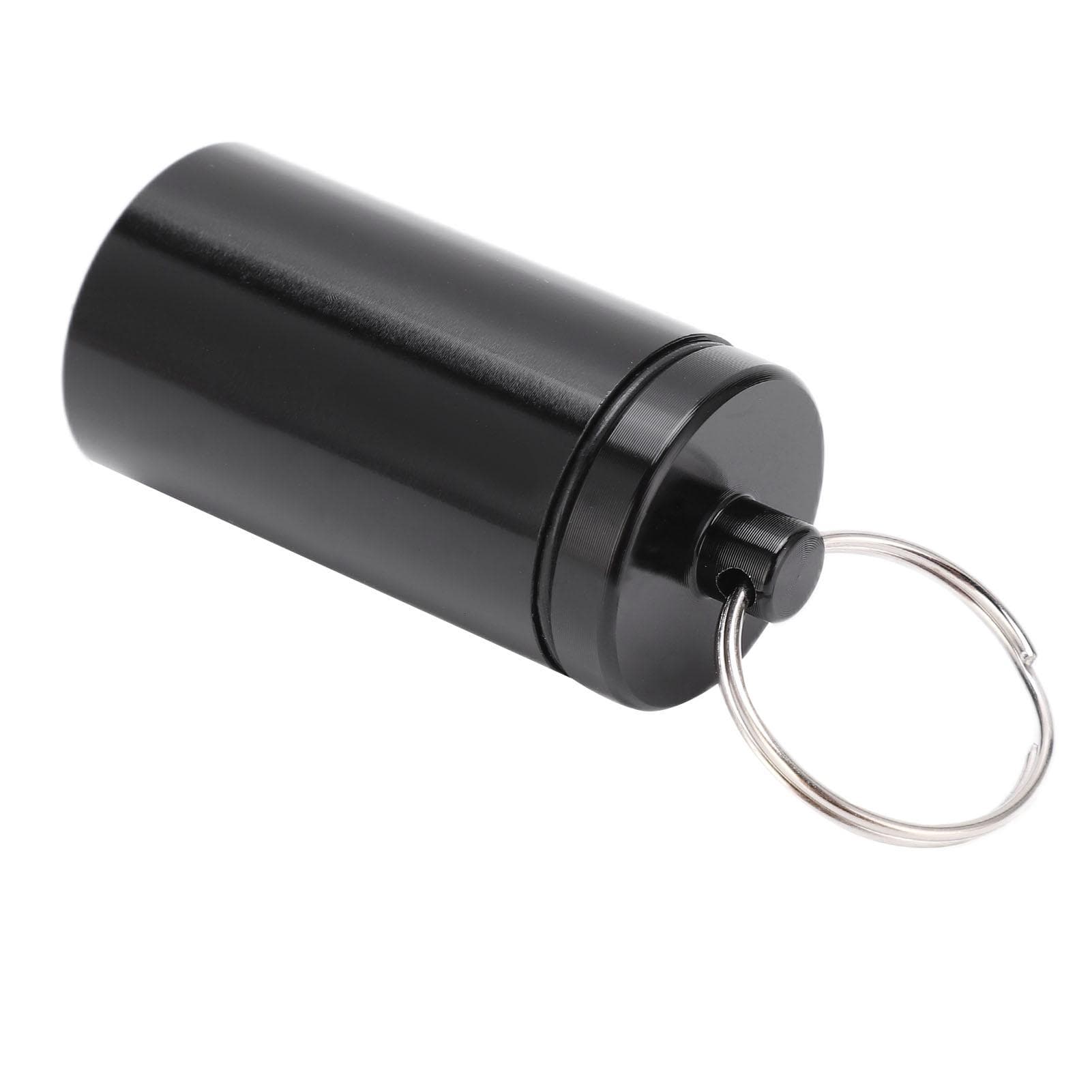 Aluminum Alloy Medicine Container Keychain Pill Holder for Outdoor Camping Hiking Black