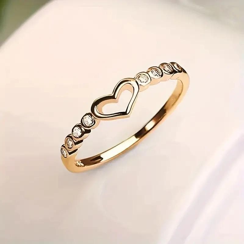 1pc Fashion Heart Shape Simple Hollow Golden Plated Silvery Rose Golden Ring 10 gold