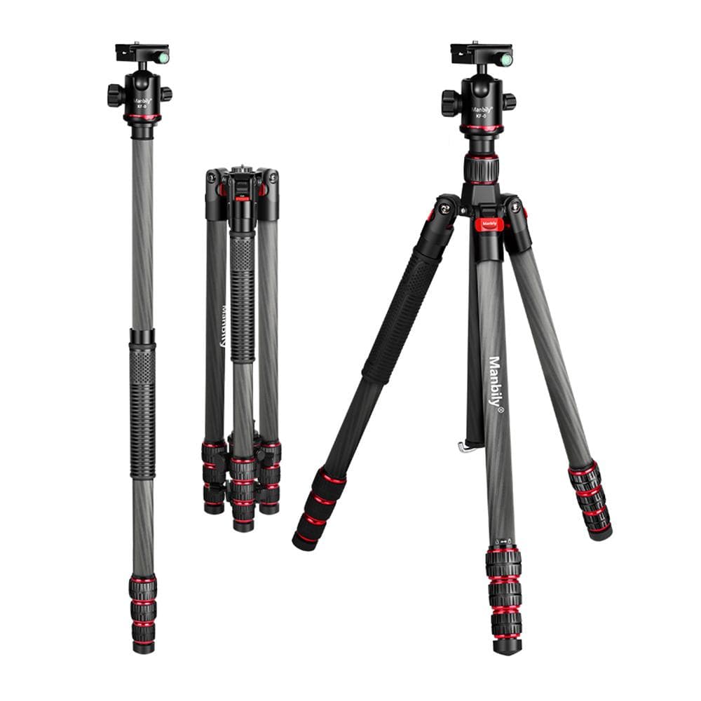 Manbily MC-284 68.1-inch Foldable Tripod Camera Stand with Ball Head Carbon Fiber 15kg/33lbs Load black