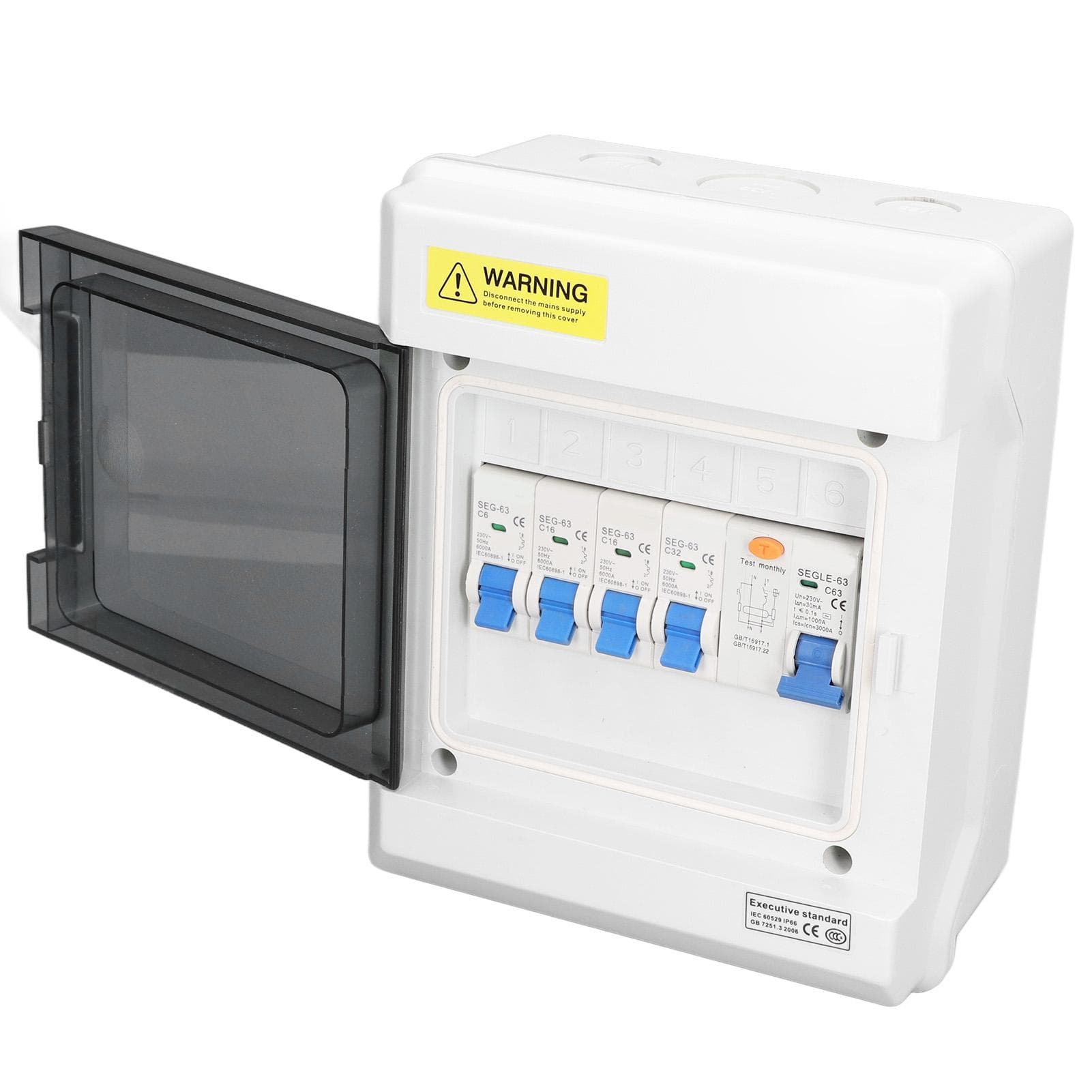 Mini Leakage Circuit Breaker 4 Way Leakages Protection Fuse Board 63A 30mA RCD+4MCB (6A+2 X