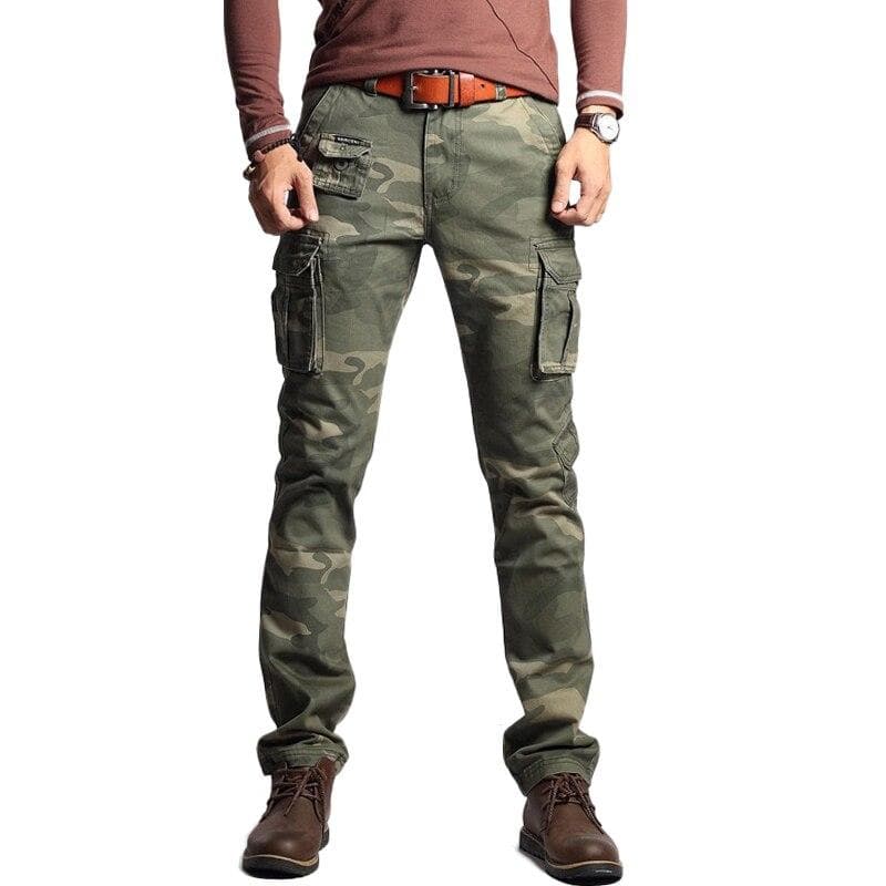 New Men Fashion Military Cargo Pants Slim Regualr Straight Fit Cotton Multi Color Camouflage Green Yellow Overalls 32 camouflage green