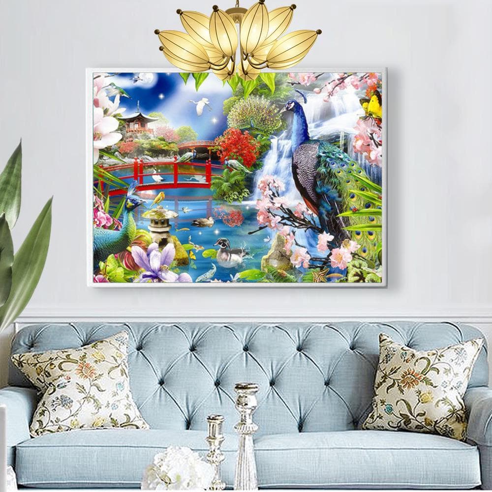 Diamond Painting Full Drill Round Peacock Diamond Embroidery Scenic Pictures of Rhinestones 20X30CM