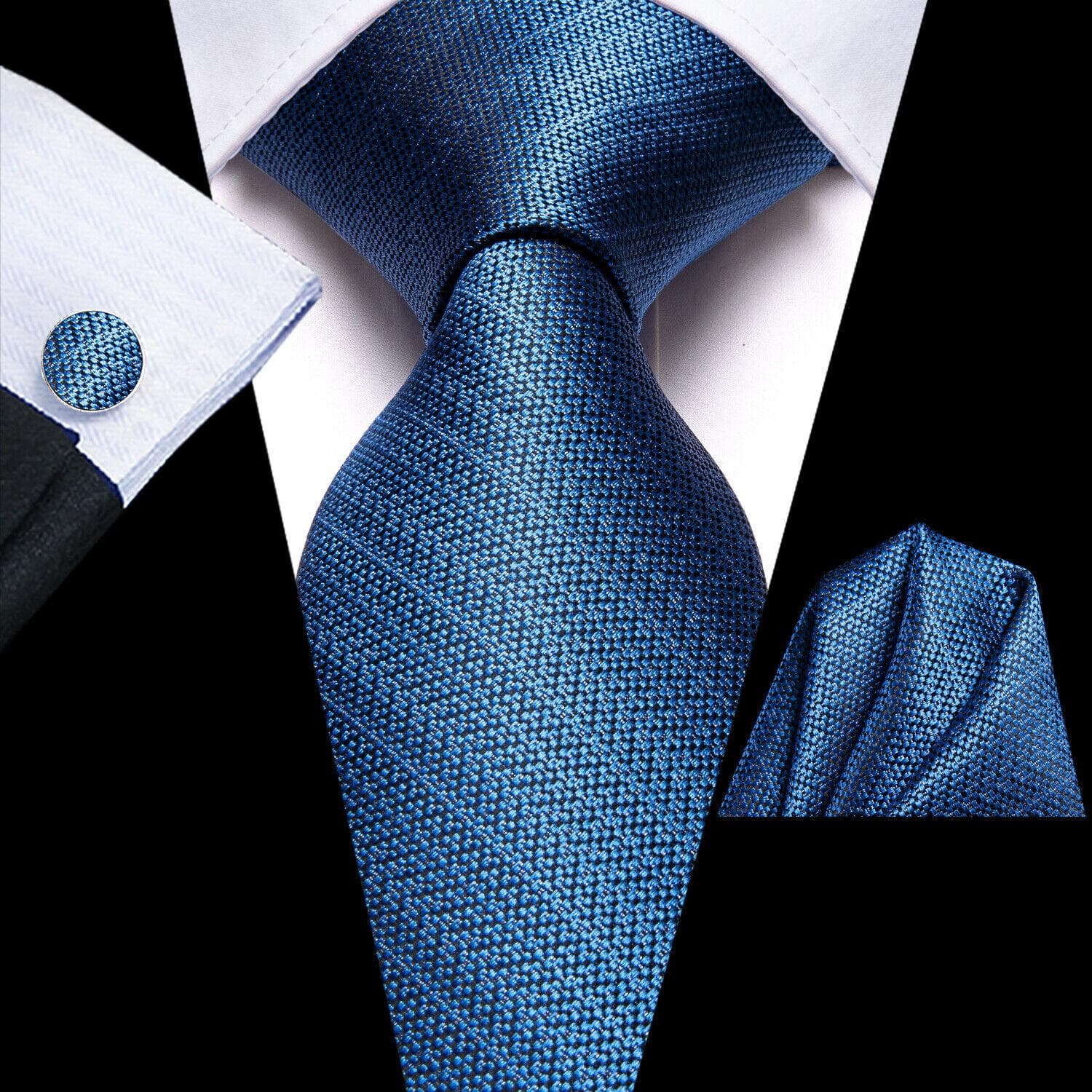 Hi-Tie Mens Accessories Silk Tie Handkerchief Cufflinks Set for Wedding Party Floral Solid Necktie N-3427