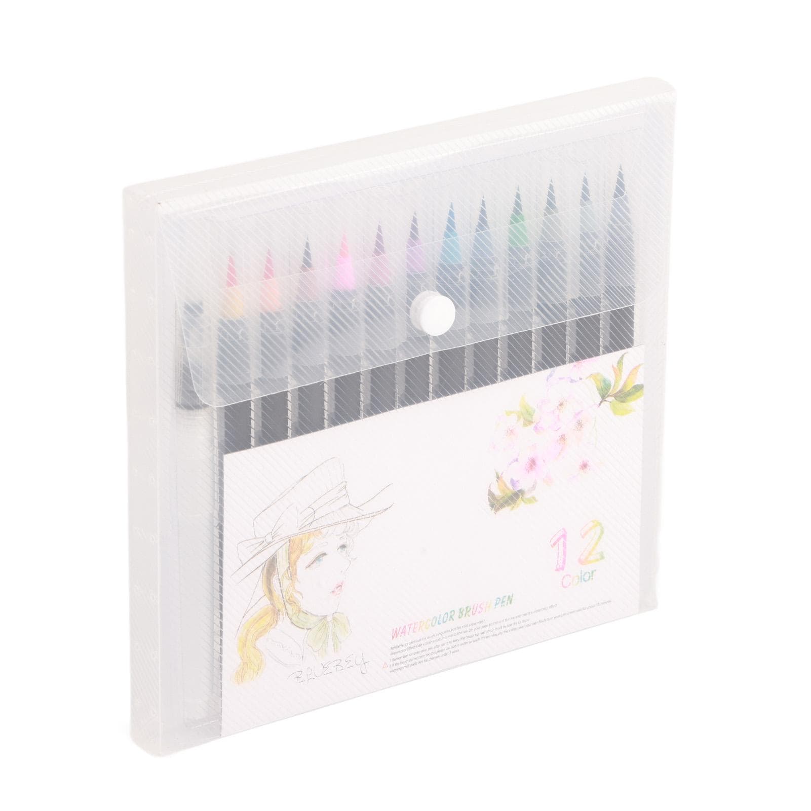 12 Pcs Watercolor Pen Set 12 Colors Soft Head Easy To Color Heat Resistant Water Paint Brush Pens