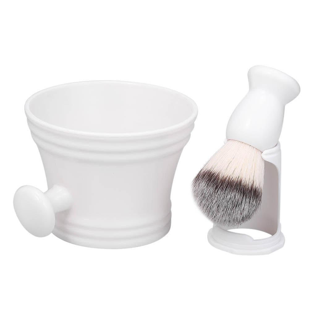 Shaving Kit for Men's Wet Shaving Brush Holder Stand Soap Bowl Mug Hair Beard Brush white