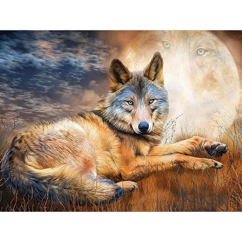Full Round Diamond 5D DIY Diamond Painting Wolf Embroidery Cross Stitch Rhinestone Mosaic Home Decor 20X30CM