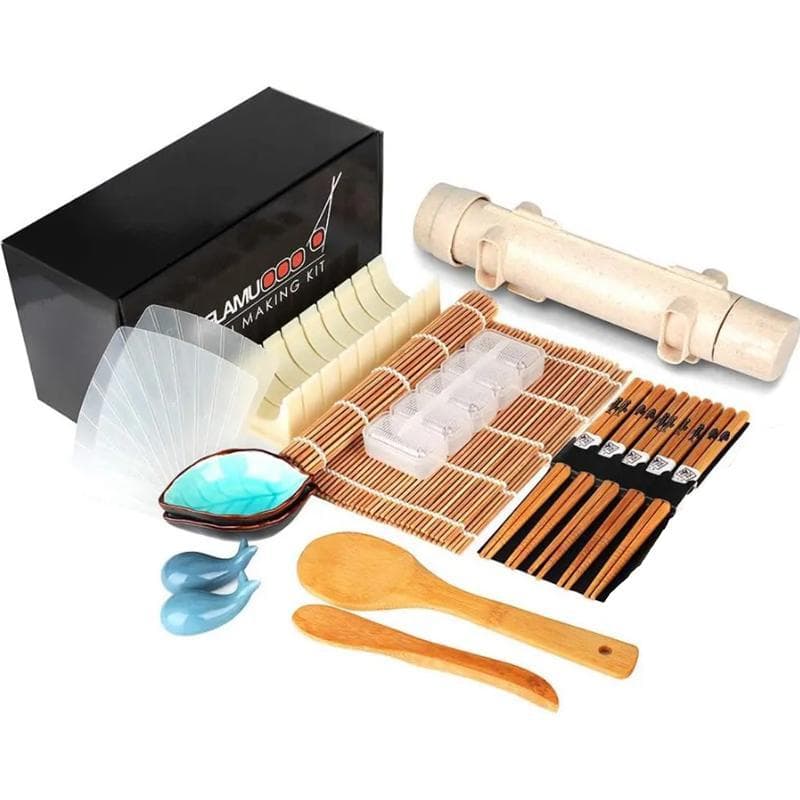 Sushi Making Kit, 20 In 1 Bazooka Roller Kit Bamboo Mats, Rice Mold, Temaki Sushi Mats, Rice Paddle, Spreader