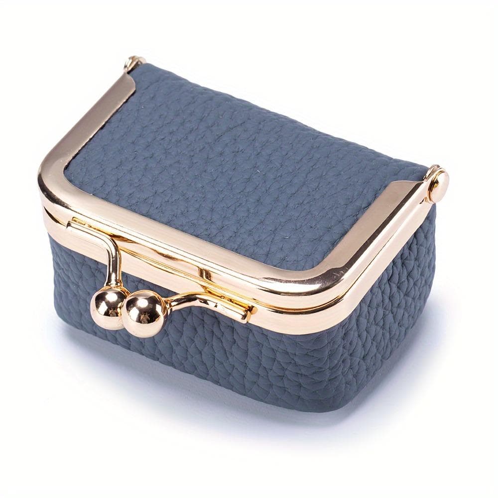 Women's Imitation Leather Jewelry Box Ring Necklace Earring Storage Box Mini Coin Wallet blue