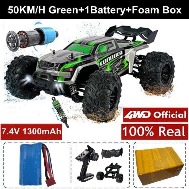 New High Speed Off Road Racing 4WD RC Car 50KM/H or 80KM/H Super Brushless High Speed Radio 4x4 Off Road Super Fast Drift Racing RC Truck Vehicle 50KM/H green