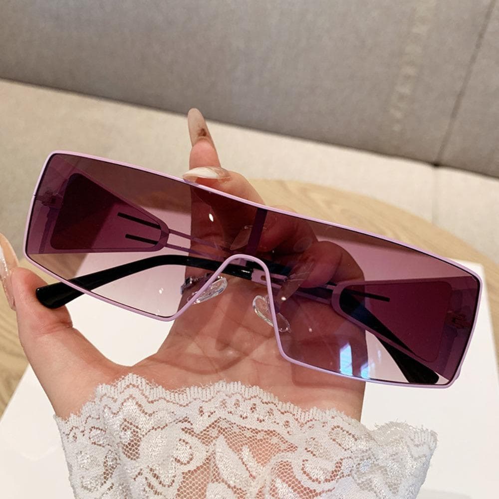 Y2K Punk Women Sunglasses Golden Metal Frame Retro Luxury UV Protection Rectangle Sun Glasses Fashion Eyewear