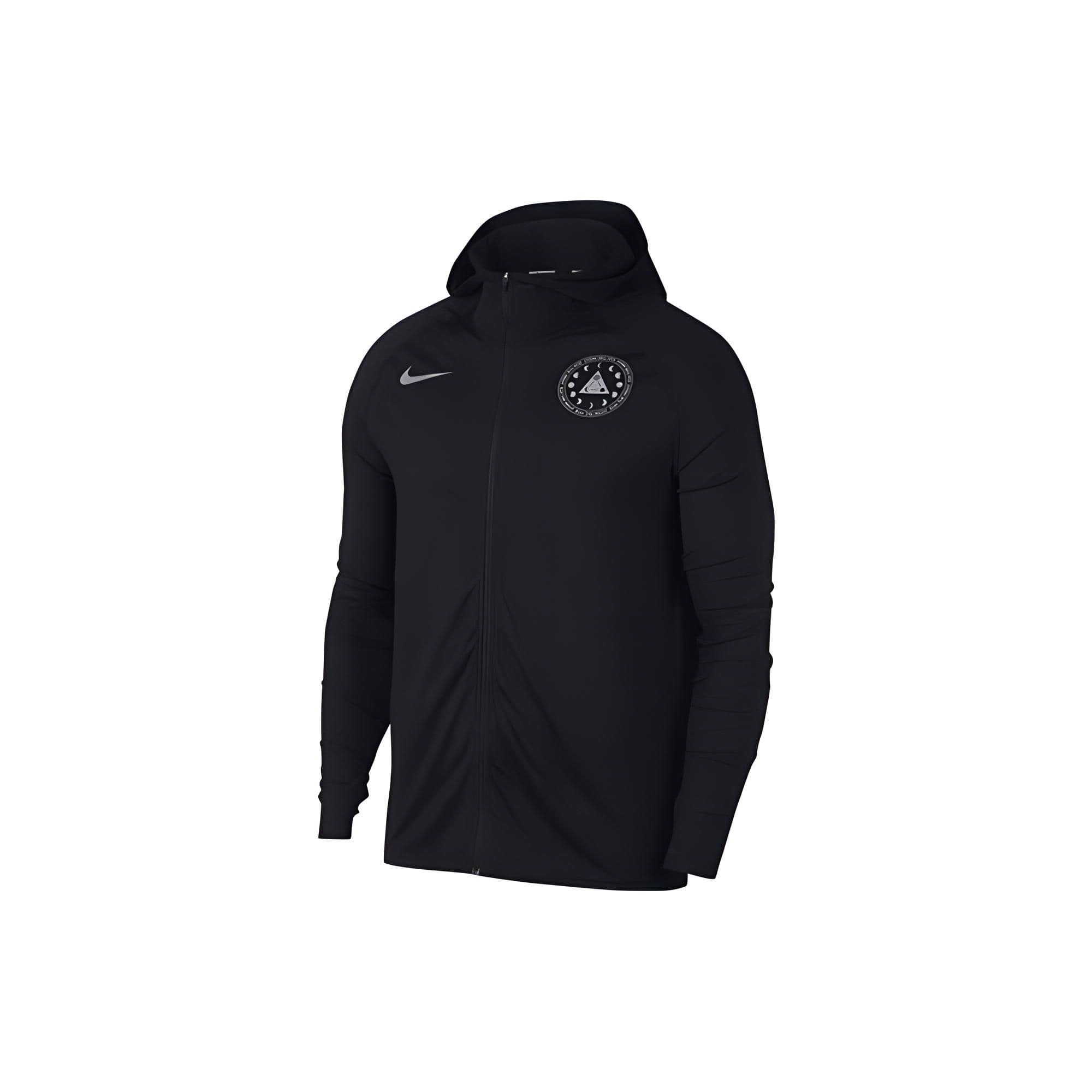 Nike Logo Print Solid Hooded Zip Jacket Men Outerwear Black AV2920-010 XL