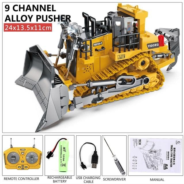 New Remote Control Excavator Dump Truck 2.4G Remote Control Engineering Vehicle Crawler Truck Bulldozer Toy Boy Children Gift Alloy Model bulldozer