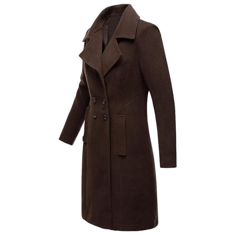 Autumn and Winter Japanese and Korean Long Woolen Women's Casual Coat Double Breasted 3XL