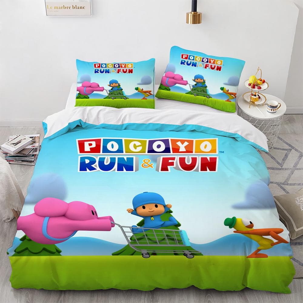 Pocoyo's Bedding Set 3D Printed Duvet Cover&Pillowcase 2/3 Pcs Double Full Queen King Quilt Cover Home Textiles Children's gifts 135x200cm-2pcs