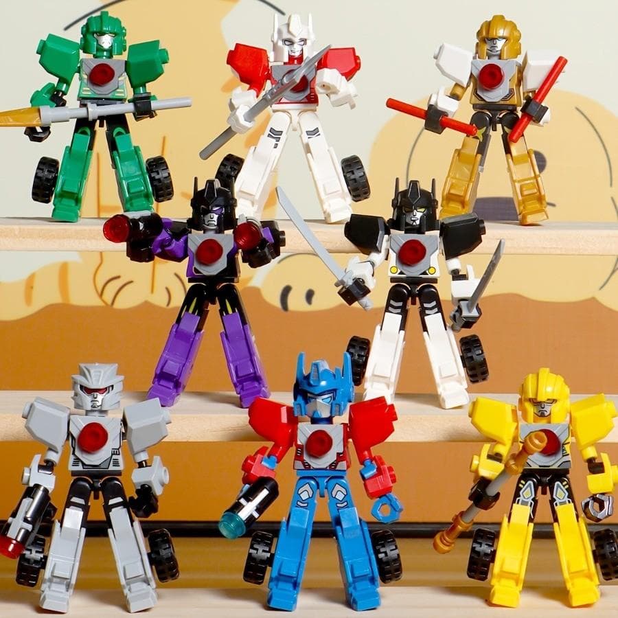 [Transformable Blocks] 8 Transformable Mech Building Blocks Mecha Can Be Freely Disassembled and Reassembled Into Small Car Model, Children Toy Gift 8 Small Mechas (transformable)