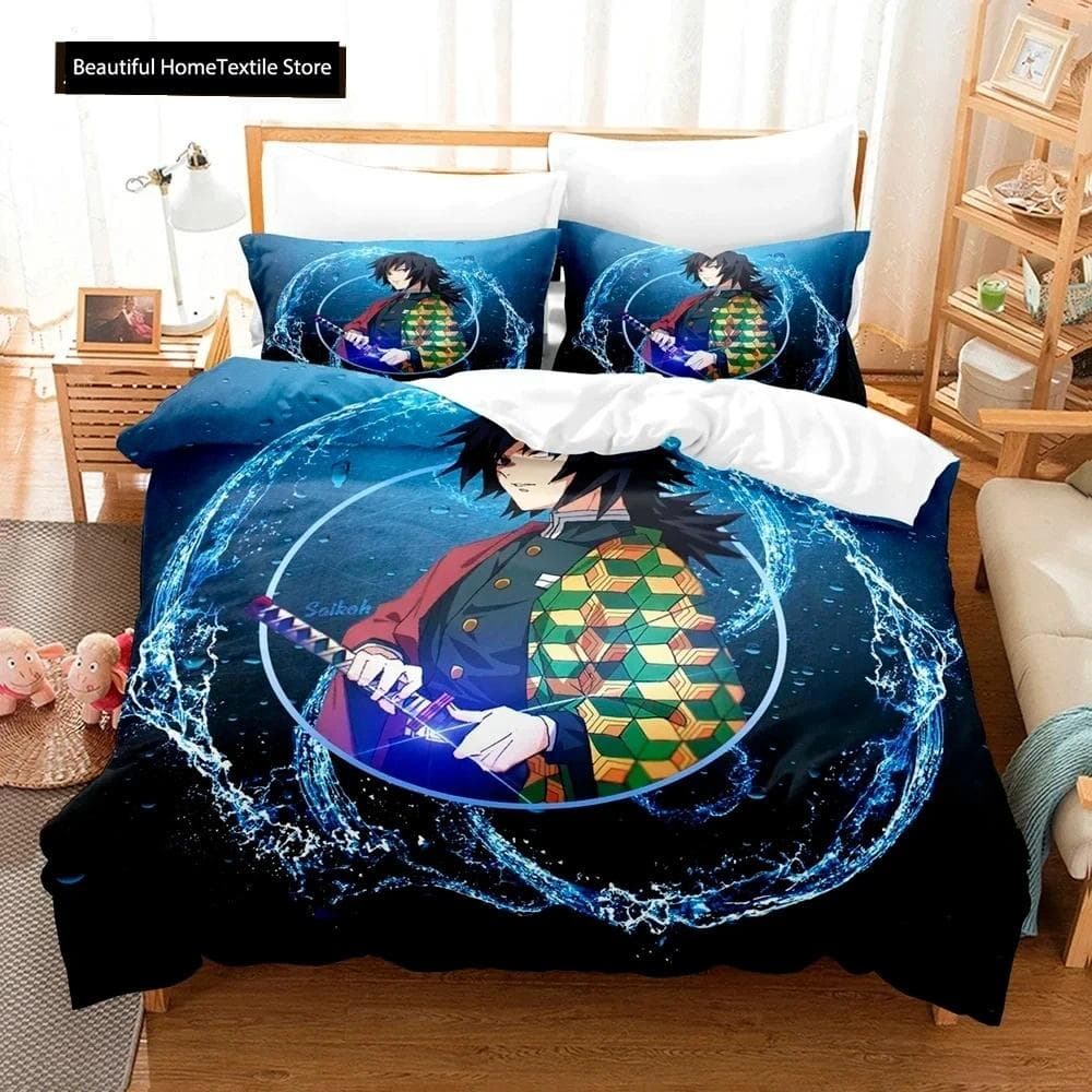 Demon Slayer 3d Bedding Set Anime Duvet Cover Pillowcases Single Twin Full Queen King Size Boys Girls Boys Gift Home Decor US Twin 173x218cm