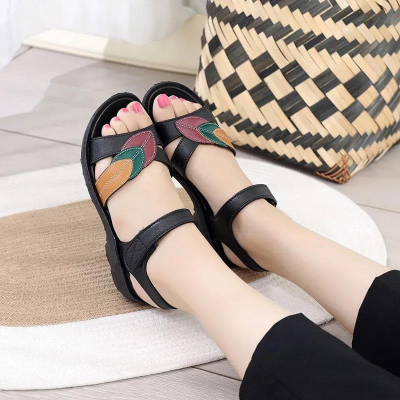 Women's Summer Sandals Soft Bottom Non-slip Mother Sandals 36 black